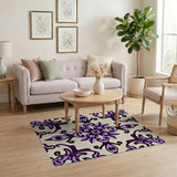 Elegant Purple Damask Floral Floral Vintage Area Rug