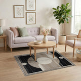 Modern Geometric Crescent Abstract Rug