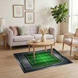 Soccer Field Area Rug with Metallic Frame