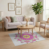 Pink Yellow Mandala Area Rug