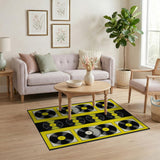 Vinyl Records Yellow Black Geometric Area Rug