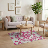 Pink Pink Floral Medallion Area Rug