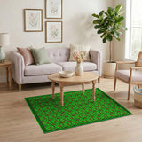 Vibrant Green Geometric Starflower Rug