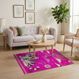 Cute Pixel Tiger Maze Pink Kids Rug