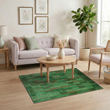 Green Geometric Stripe Patchwork Area Rug