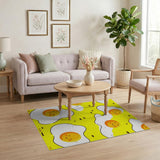 Smiling Fried Egg Yellow Cartoon Area Rug