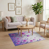 Cascading Pink Cosmos Floral Area Rug