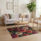 Vibrant Dahlia Blooms Floral Area Rug