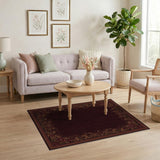 Red Deep Red Floral Vintage Area Rug