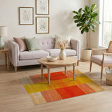 Vibrant Orange-Yellow Striped Geometric Rug