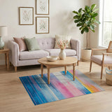 Vibrant Horizontal Multi-color and Patterns Vibrant Multi-Color Horizontal Stripe Area Rug