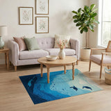 Teal Sea Turtles Underwater Ocean Depths Rug
