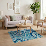 Blue Agate Swirl Abstract Area Rug