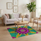 Multi-color and Patterns Vibrant Teal Mandala Area Rug