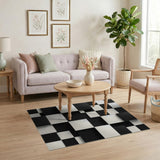 3D Black White Cube Illusion Area Rug