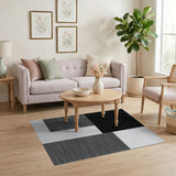 Asymmetrical Black White Striped Area Rug