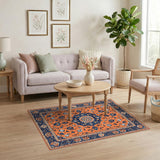 Orange Persian Floral Area Rug