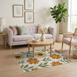 Orange Sunflower Floral Pattern Area Rug