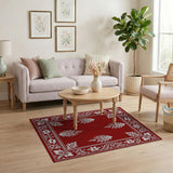 Red Persian Fir Tree Motif Area Rug