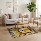 Yellow Adorable Cartoon Lion Kids Area Rug