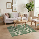 Sage Green Geometric Plaid Area Rug