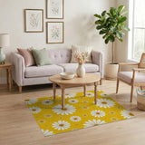 Sunny Yellow Daisy Floral Floral Vintage Area Rug