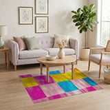 Vibrant Geometric Modern Vibrant Multi-Color Geometric Block Area Rug