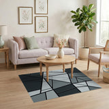 Modern Angular Black White Area Rug
