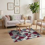 Geometric Modern Grey Geometric Triangle Area Rug