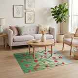 Whimsical Red Cosmos Meadow Area Rug