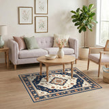 Traditional Persian Blue Persian Floral Medallion Rug