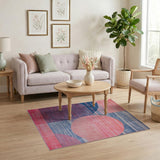Vibrant Pink and Indigo Geometric Modern Rug