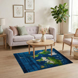 World Map Blue Area Rug