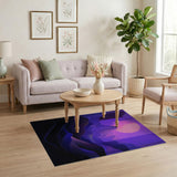 Purple Moonrise Geometric Mountain Rug