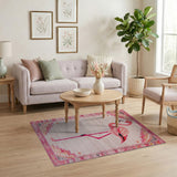 Exotic Pink Flamingo Boho Area Rug
