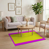 Vibrant Pink Polka Dots on Yellow Area Rug