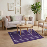 Purple Tennis Court Geometric Area Rug