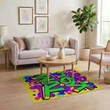 Vibrant Graffiti Letters Area Rug