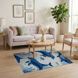 Playful Dolphins Ocean Kids Area Rug