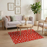 Bold Red Squiggle Abstract Area Rug