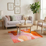 ODIKA Orange Abstract Wave Area Rug