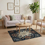 Vintage Navy Peony Floral Area Rug