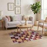 Modern Geometric Cube Rug in Pink Orange