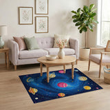 ODIKA Washable Space Galaxy Kids Area Rug, Non-Slip Low Pile Solar System Nursery Decor
