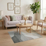 Abstract Area Beige and Neutral Wavy Beige Neutral Abstract Area Rug