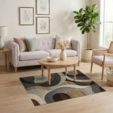 Brown and Tan Modern Geometric Brown Tan Abstract Area Rug