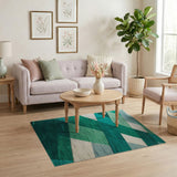Green Geometric Patchwork Area Rug