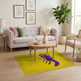 Purple Lobster Ornate Gold Frame Area Rug