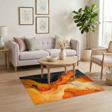 Abstract Area Orange Abstract Wave Area Rug