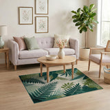 Floral Vintage Green Lush Green Fern Area Rug